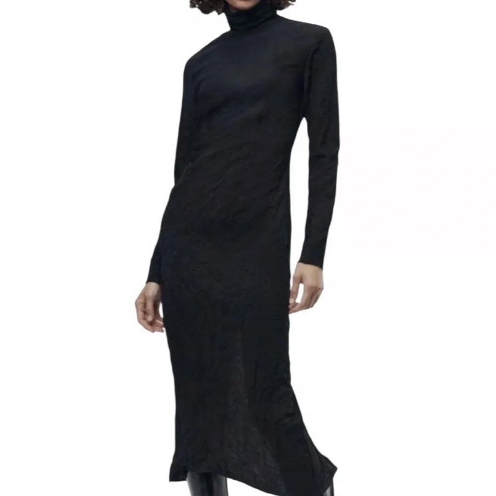 Zara Crinkle Midi High Neck Dress - Picture 2 of 14